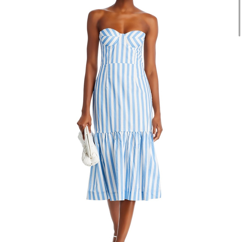Aqua Bloomingdale’s Exclusive Blue Striped Midi Dress